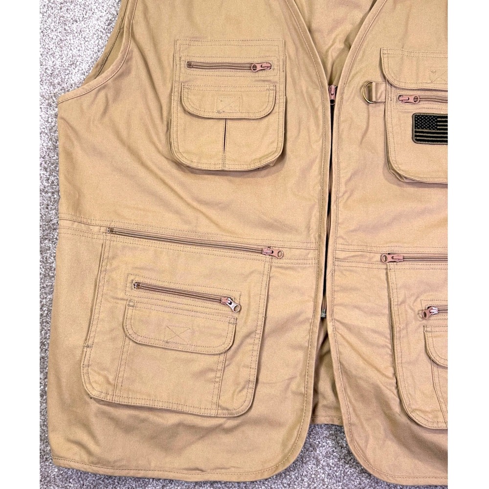 HQ Issue Tactical Vest Men L Tan Multi-Pocket Utility Hunting Fishing Gorpcore - Picture 4 of 14